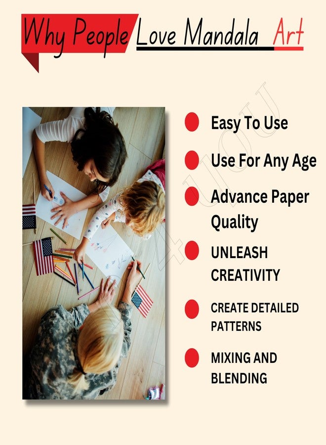 Fun4you مجموعة فن الرسم والتلوين Fun4you FunPlay Mandala للأطفال والكبار، تتضمن أقلام تلوين متعددة الألوان، وأوراق رسم، وقواعد أكواب، وعلاقات جدارية، مجموعة أنشطة الرسم والتلوين للبنات والأولاد - Image 4